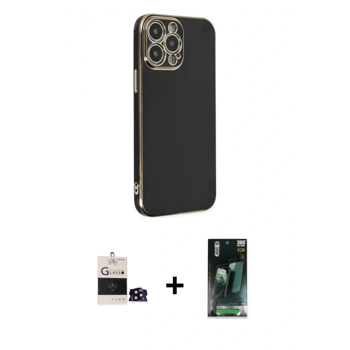 MARSİLYAN™- iPhone 14 Pro Max Kılıf Yankı Serisi - Şeffaf 360 Full Body Arka Koruyucu + Bilvis Titan Kamera Lens - SH