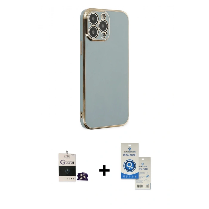 MARSİLYAN™- iPhone 14 Pro Max Kılıf Yankı Serisi - Şeffaf Royal Nano Ekran Koruyucu + Bilvis Titan Kamera Lens - GD