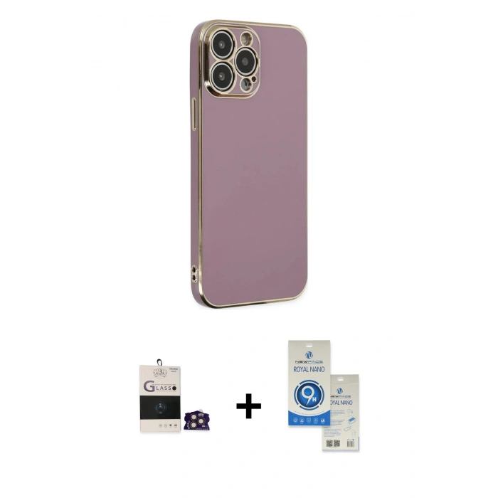 MARSİLYAN™- iPhone 14 Pro Max Kılıf Yankı Serisi - Şeffaf Royal Nano Ekran Koruyucu + Bilvis Titan Kamera Lens - GD