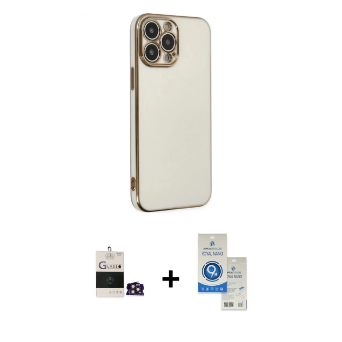 MARSİLYAN™- iPhone 14 Pro Max Kılıf Yankı Serisi - Şeffaf Royal Nano Ekran Koruyucu + Bilvis Titan Kamera Lens - GD