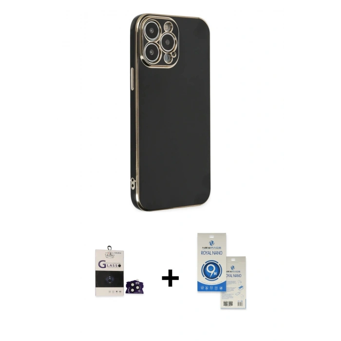 MARSİLYAN™- iPhone 14 Pro Max Kılıf Yankı Serisi - Şeffaf Royal Nano Ekran Koruyucu + Bilvis Titan Kamera Lens - SH