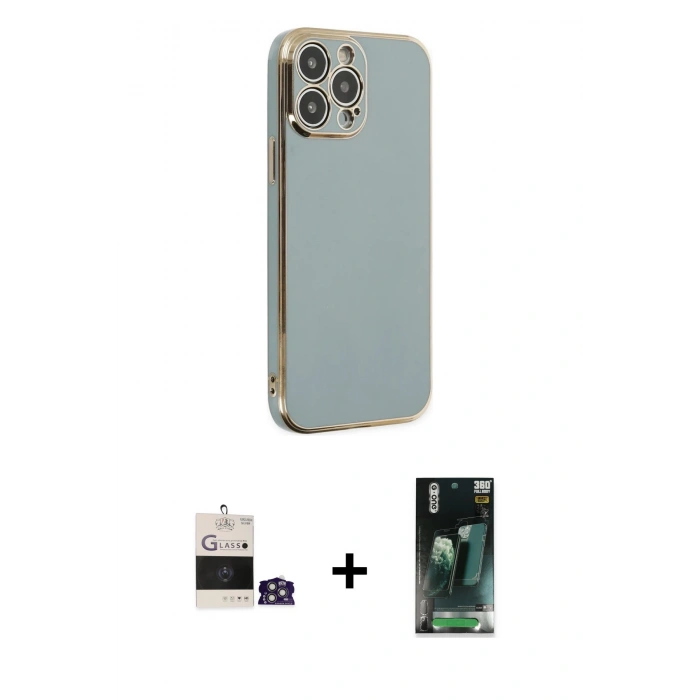 MARSİLYAN™- iPhone 14 Pro Max Kılıf Yankı Serisi - Siyah 360 Mat Full Body Arka Koruyucu + Bilvis Titan Kamera Lens - GS