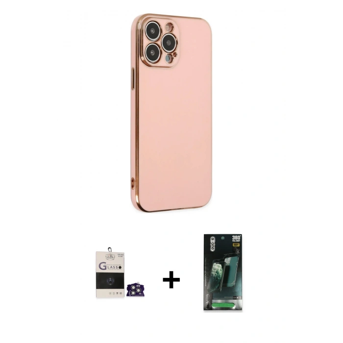 MARSİLYAN™- iPhone 14 Pro Max Kılıf Yankı Serisi - Siyah 360 Mat Full Body Arka Koruyucu + Bilvis Titan Kamera Lens - GS