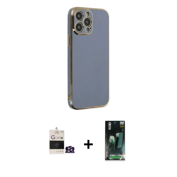 MARSİLYAN™- iPhone 14 Pro Max Kılıf Yankı Serisi - Siyah 360 Mat Full Body Arka Koruyucu + Bilvis Titan Kamera Lens - GS