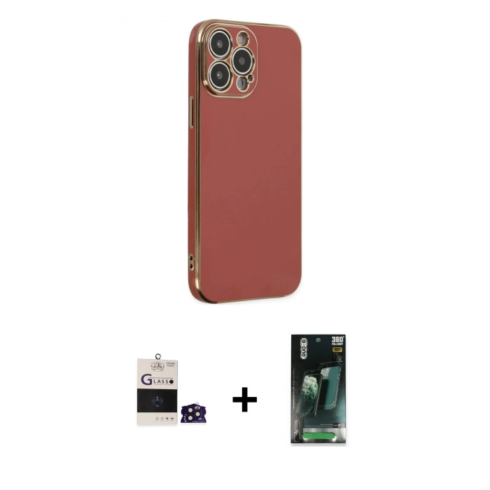 MARSİLYAN™- iPhone 14 Pro Max Kılıf Yankı Serisi - Siyah 360 Mat Full Body Arka Koruyucu + Bilvis Titan Kamera Lens - DNMR