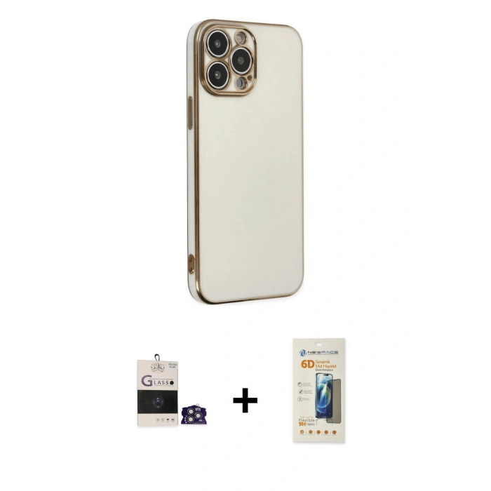 MARSİLYAN™- iPhone 14 Pro Max Kılıf Yankı Serisi - Siyah 6D Mat Seramik Hayalet Nano Ekran Koruyucu + Bilvis Titan Kamera Lens - GS