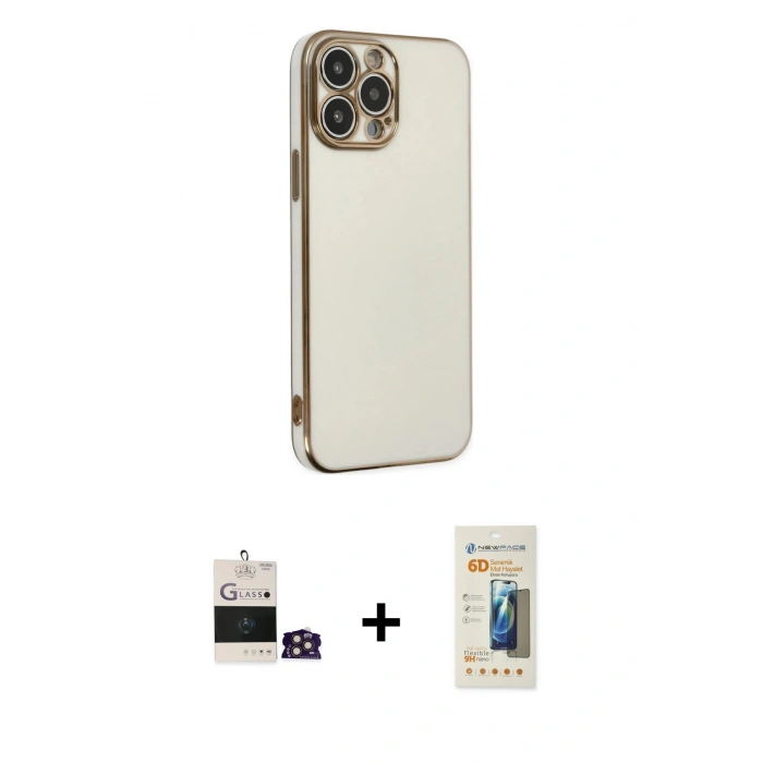 MARSİLYAN™- iPhone 14 Pro Max Kılıf Yankı Serisi - Siyah 6D Mat Seramik Hayalet Nano Ekran Koruyucu + Bilvis Titan Kamera Lens - GD