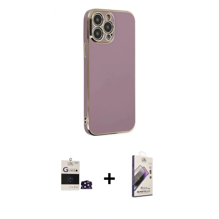 MARSİLYAN™- iPhone 14 Pro Max Kılıf Yankı Serisi - Siyah Bilvis 3D Mat Cam Ekran Koruyucu + Bilvis Titan Kamera Lens - DNMR