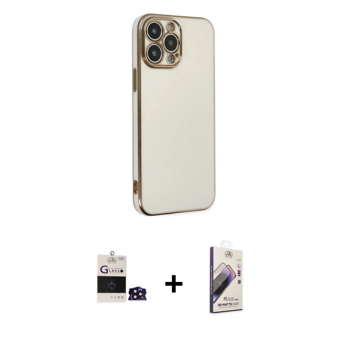 MARSİLYAN™- iPhone 14 Pro Max Kılıf Yankı Serisi - Siyah Bilvis 3D Mat Cam Ekran Koruyucu + Bilvis Titan Kamera Lens - DNMR