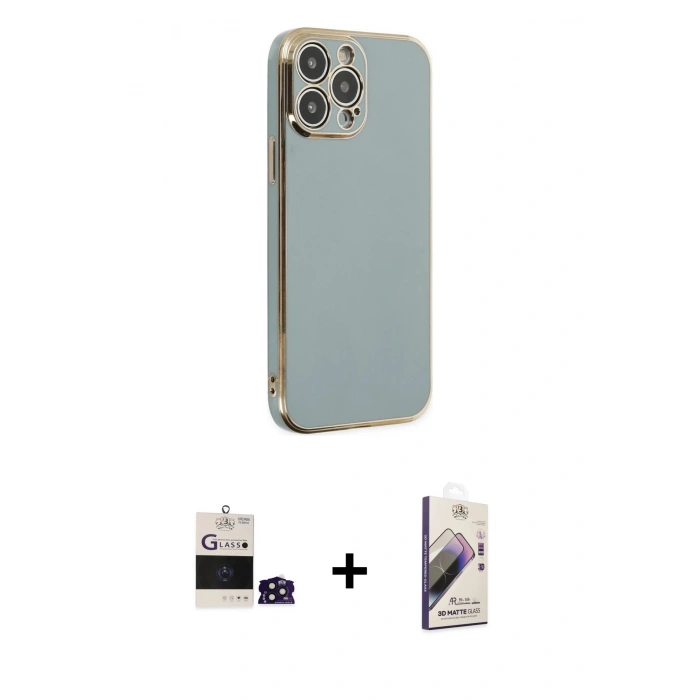 MARSİLYAN™- iPhone 14 Pro Max Kılıf Yankı Serisi - Siyah Bilvis 3D Mat Cam Ekran Koruyucu + Bilvis Titan Kamera Lens - DNMR
