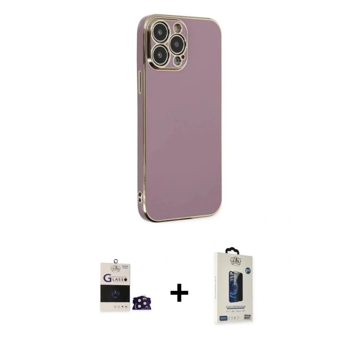 MARSİLYAN™- iPhone 14 Pro Max Kılıf Yankı Serisi - Siyah Bilvis Hayalet Cam Ekran Koruyucu + Bilvis Titan Kamera Lens - DNMR
