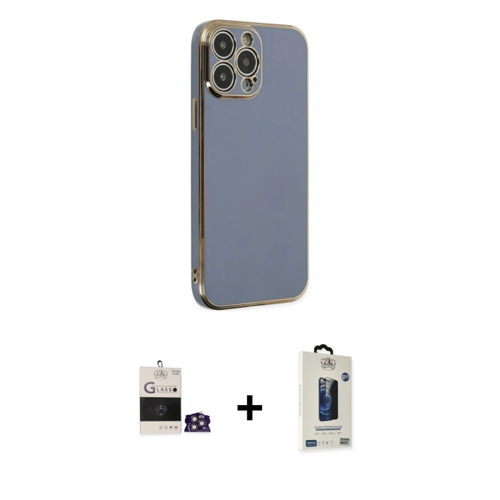 MARSİLYAN™- iPhone 14 Pro Max Kılıf Yankı Serisi - Siyah Bilvis Hayalet Cam Ekran Koruyucu + Bilvis Titan Kamera Lens - GS