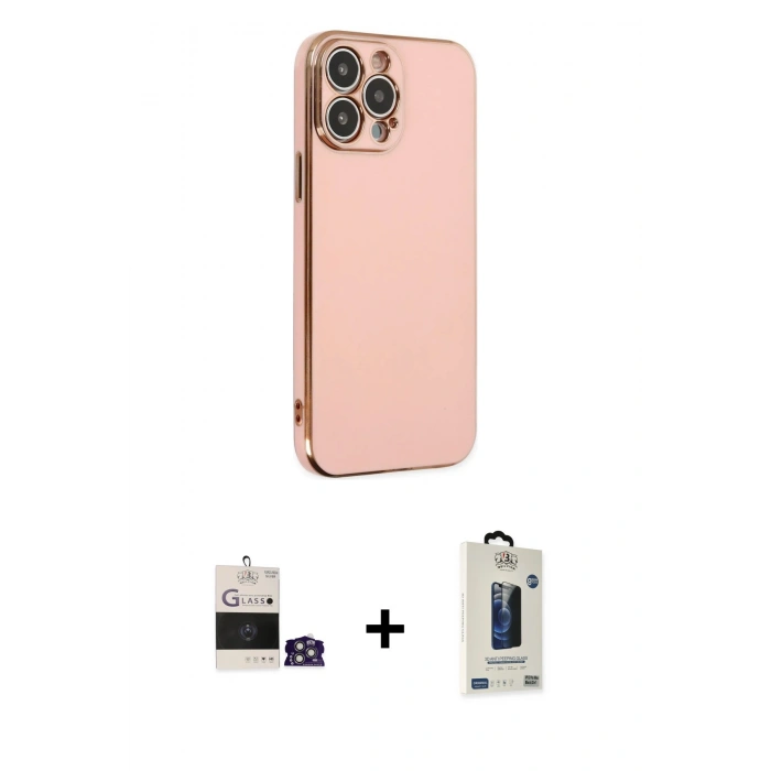 MARSİLYAN™- iPhone 14 Pro Max Kılıf Yankı Serisi - Siyah Bilvis Hayalet Cam Ekran Koruyucu + Bilvis Titan Kamera Lens - GS