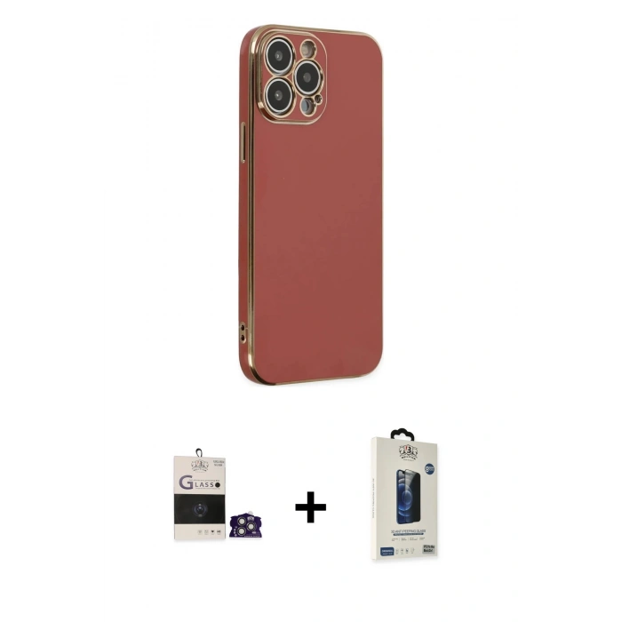 MARSİLYAN™- iPhone 14 Pro Max Kılıf Yankı Serisi - Siyah Bilvis Hayalet Cam Ekran Koruyucu + Bilvis Titan Kamera Lens - GS