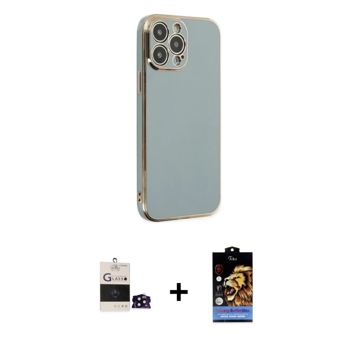 MARSİLYAN™- iPhone 14 Pro Max Kılıf Yankı Serisi - Siyah Buffer Hayalet Cam Ekran Koruyucu + Bilvis Titan Kamera Lens - SH