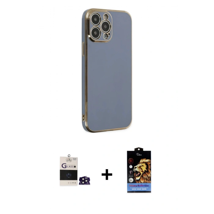 MARSİLYAN™- iPhone 14 Pro Max Kılıf Yankı Serisi - Siyah Buffer Hayalet Cam Ekran Koruyucu + Bilvis Titan Kamera Lens - DNMR