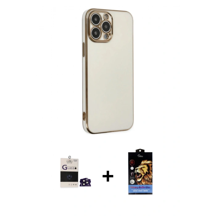 MARSİLYAN™- iPhone 14 Pro Max Kılıf Yankı Serisi - Siyah Buffer Hayalet Cam Ekran Koruyucu + Bilvis Titan Kamera Lens - DNMR