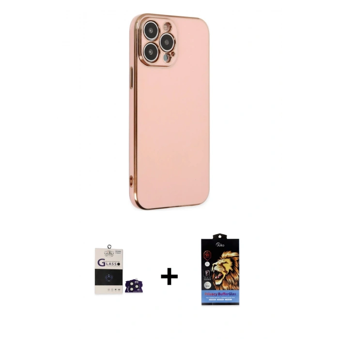 MARSİLYAN™- iPhone 14 Pro Max Kılıf Yankı Serisi - Siyah Buffer Hayalet Cam Ekran Koruyucu + Bilvis Titan Kamera Lens - DNMR
