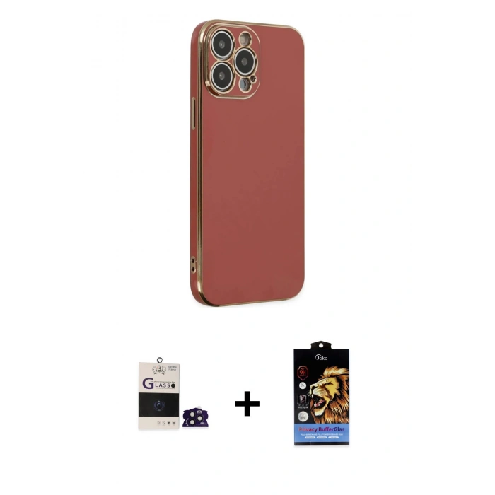 MARSİLYAN™- iPhone 14 Pro Max Kılıf Yankı Serisi - Siyah Buffer Hayalet Cam Ekran Koruyucu + Bilvis Titan Kamera Lens - DNMR