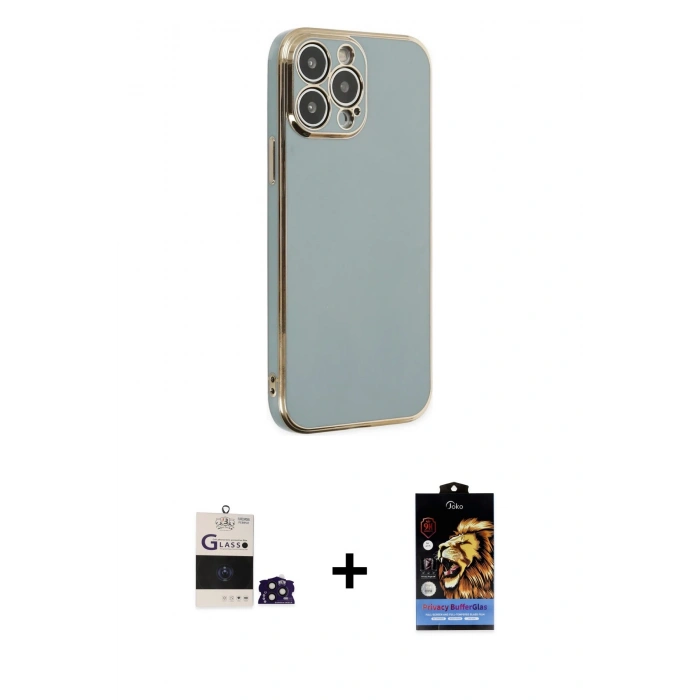 MARSİLYAN™- iPhone 14 Pro Max Kılıf Yankı Serisi - Siyah Buffer Hayalet Cam Ekran Koruyucu + Bilvis Titan Kamera Lens - DNMR