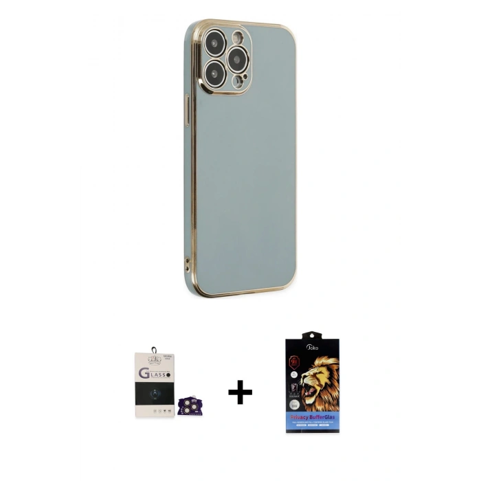 MARSİLYAN™- iPhone 14 Pro Max Kılıf Yankı Serisi - Siyah Buffer Hayalet Cam Ekran Koruyucu + Bilvis Titan Kamera Lens - GD