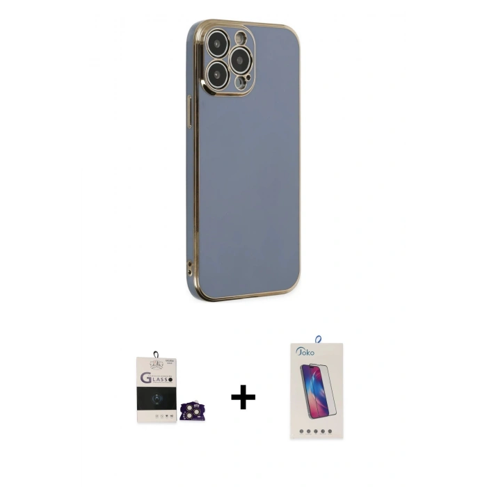 MARSİLYAN™- iPhone 14 Pro Max Kılıf Yankı Serisi - Siyah Joko 5D Cam + Bilvis Titan Kamera Lens - GD