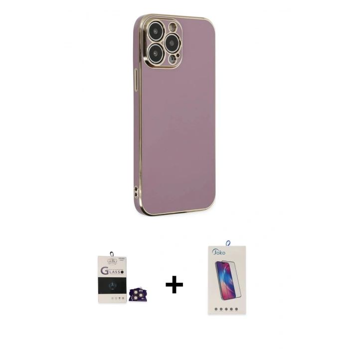 MARSİLYAN™- iPhone 14 Pro Max Kılıf Yankı Serisi - Siyah Joko 5D Cam + Bilvis Titan Kamera Lens - GD