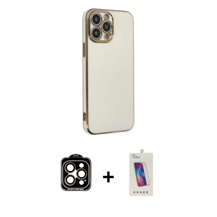 MARSİLYAN™- iPhone 14 Pro Max Kılıf Yankı Serisi - Siyah Joko 5D Cam + PVD Metal Kamera Lens - TU