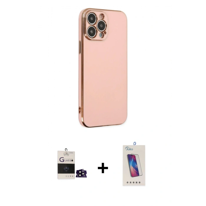 MARSİLYAN™- iPhone 14 Pro Max Kılıf Yankı Serisi - Siyah Joko 5D Cam + Siyah Bilvis Titan Kamera Lens