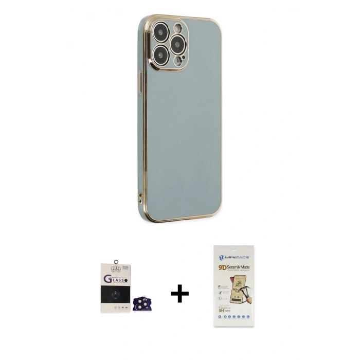 MARSİLYAN™- iPhone 14 Pro Max Kılıf Yankı Serisi - Siyah Mat Seramik Nano Ekran Koruyucu + Bilvis Titan Kamera Lens - DNMR