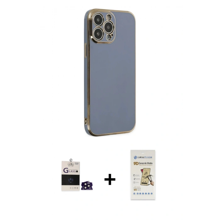 MARSİLYAN™- iPhone 14 Pro Max Kılıf Yankı Serisi - Siyah Mat Seramik Nano Ekran Koruyucu + Bilvis Titan Kamera Lens - DNMR