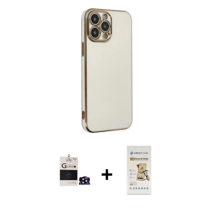 MARSİLYAN™- iPhone 14 Pro Max Kılıf Yankı Serisi - Siyah Mat Seramik Nano Ekran Koruyucu + Bilvis Titan Kamera Lens - DNMR