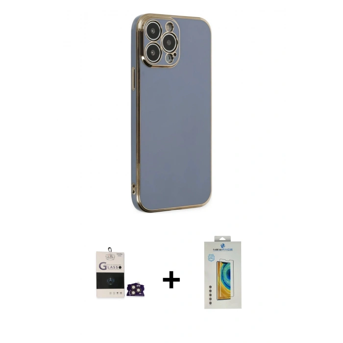 MARSİLYAN™- iPhone 14 Pro Max Kılıf Yankı Serisi - Siyah Polymer Nano Ekran Koruyucu + Bilvis Titan Kamera Lens - GD