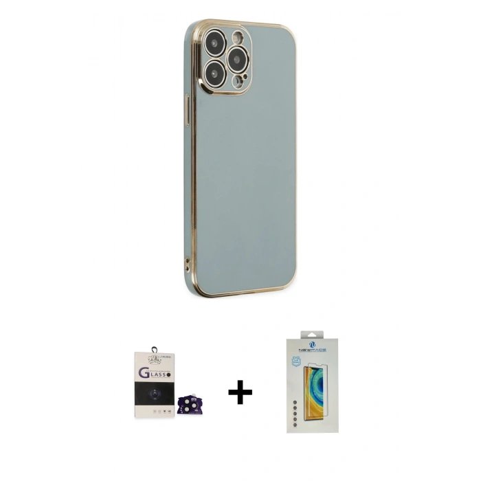 MARSİLYAN™- iPhone 14 Pro Max Kılıf Yankı Serisi - Siyah Polymer Nano Ekran Koruyucu + Bilvis Titan Kamera Lens - SH
