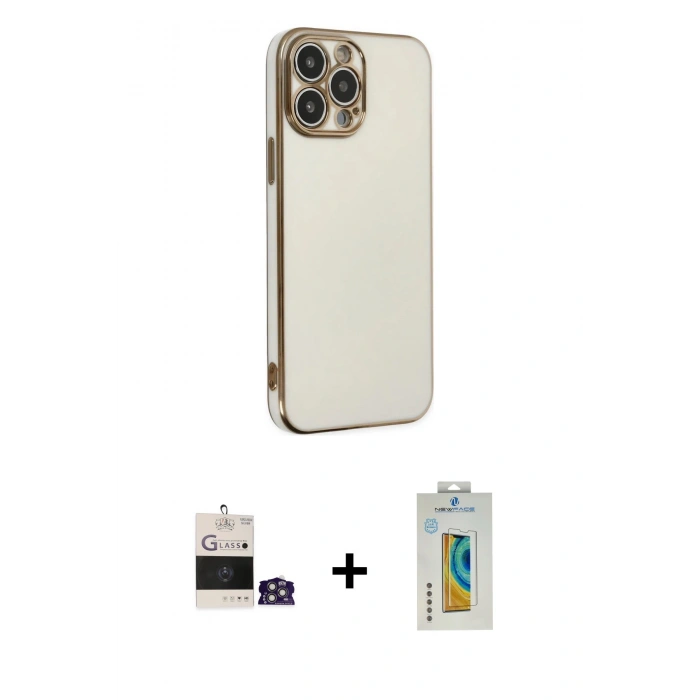 MARSİLYAN™- iPhone 14 Pro Max Kılıf Yankı Serisi - Siyah Polymer Nano Ekran Koruyucu + Bilvis Titan Kamera Lens - GS