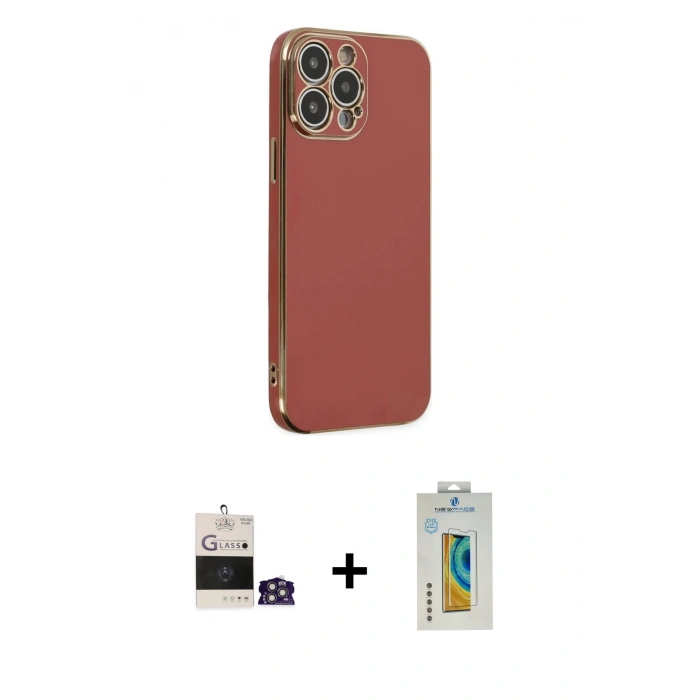 MARSİLYAN™- iPhone 14 Pro Max Kılıf Yankı Serisi - Siyah Polymer Nano Ekran Koruyucu + Bilvis Titan Kamera Lens - GS