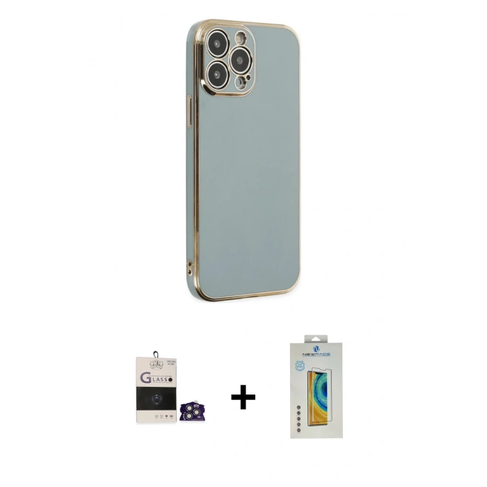 MARSİLYAN™- iPhone 14 Pro Max Kılıf Yankı Serisi - Siyah Polymer Nano Ekran Koruyucu + Bilvis Titan Kamera Lens - GS