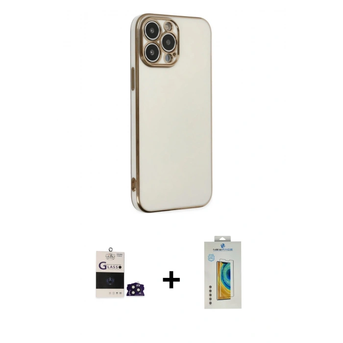 MARSİLYAN™- iPhone 14 Pro Max Kılıf Yankı Serisi - Siyah Polymer Nano Ekran Koruyucu + Bilvis Titan Kamera Lens - DNMR