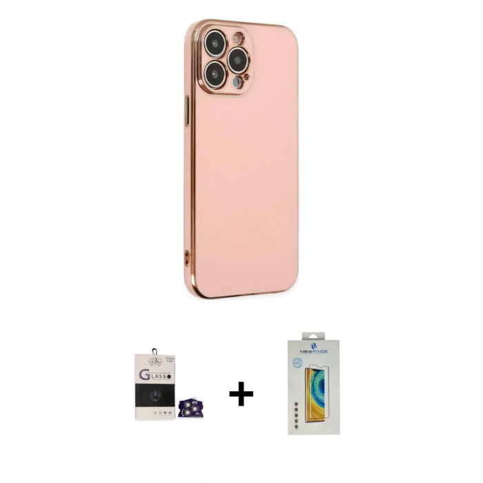 MARSİLYAN™- iPhone 14 Pro Max Kılıf Yankı Serisi - Siyah Polymer Nano Ekran Koruyucu + Bilvis Titan Kamera Lens - GS