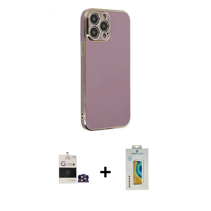 MARSİLYAN™- iPhone 14 Pro Max Kılıf Yankı Serisi - Siyah Polymer Nano Ekran Koruyucu + Bilvis Titan Kamera Lens - GS
