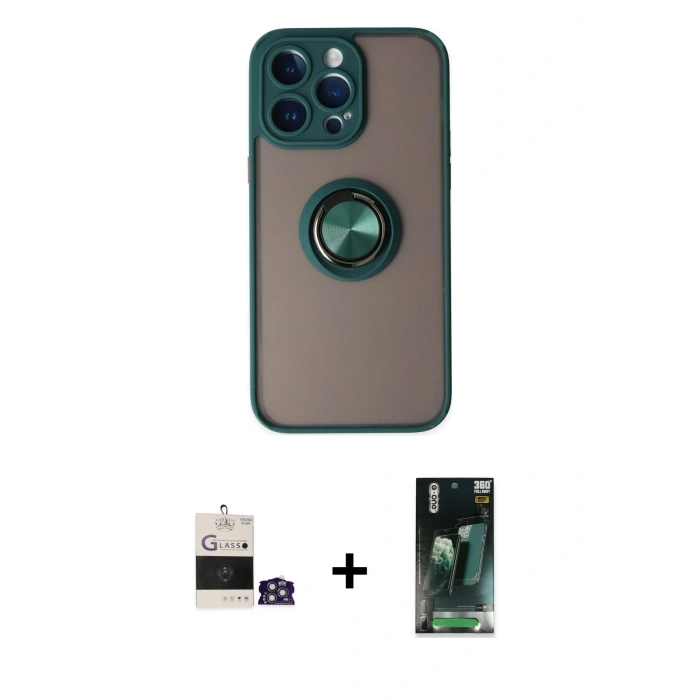 MARSİLYAN™- iPhone 14 Pro Max Kılıf Yörünge Çizgi - Şeffaf 360 Full Body Arka Koruyucu + Bilvis Titan Kamera Lens - GS