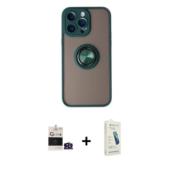 MARSİLYAN™- iPhone 14 Pro Max Kılıf Yörünge Çizgi - Şeffaf Pasifik Cam Ekran Koruyucu + Bilvis Titan Kamera Lens - DNMR