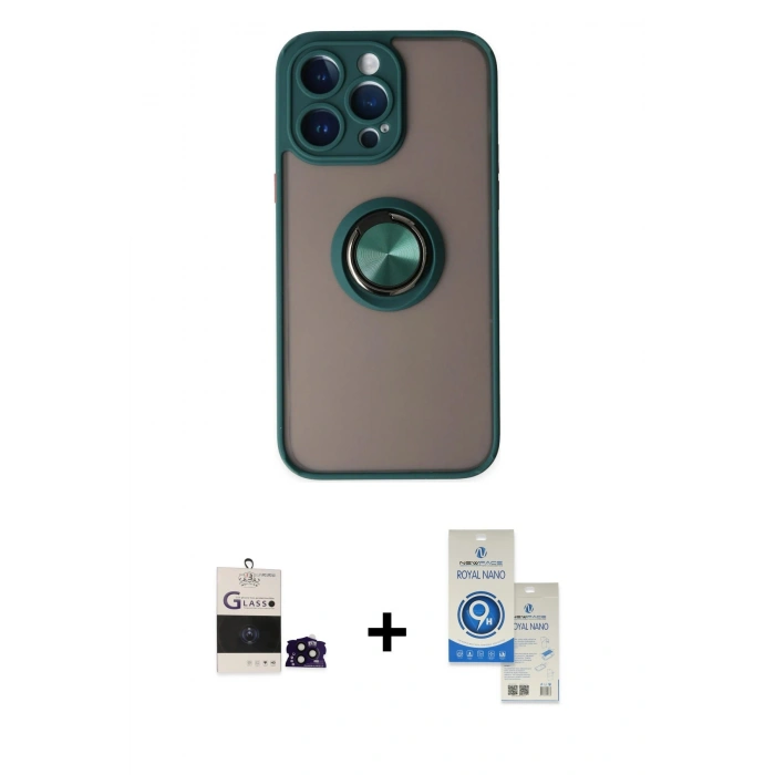 MARSİLYAN™- iPhone 14 Pro Max Kılıf Yörünge Çizgi - Şeffaf Royal Nano Ekran Koruyucu + Bilvis Titan Kamera Lens - SH