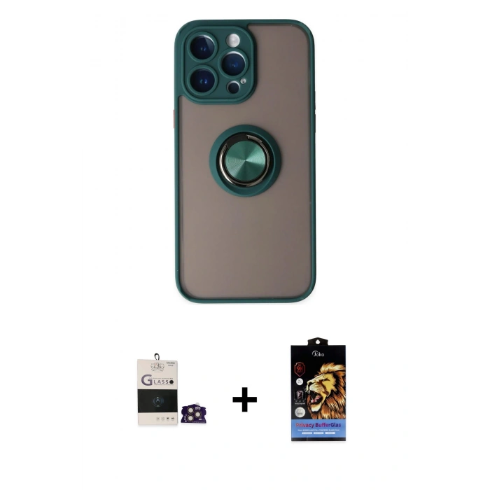 MARSİLYAN™- iPhone 14 Pro Max Kılıf Yörünge Çizgi - Siyah Buffer Hayalet Cam Ekran Koruyucu + Bilvis Titan Kamera Lens - GD