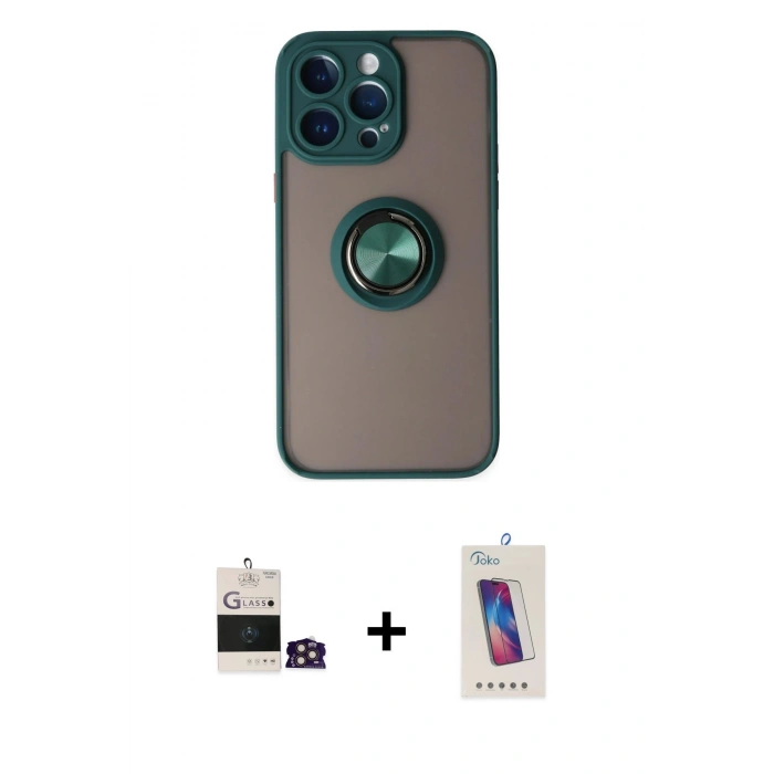 MARSİLYAN™- iPhone 14 Pro Max Kılıf Yörünge Çizgi - Siyah Joko 5D Cam + Bilvis Titan Kamera Lens - GD