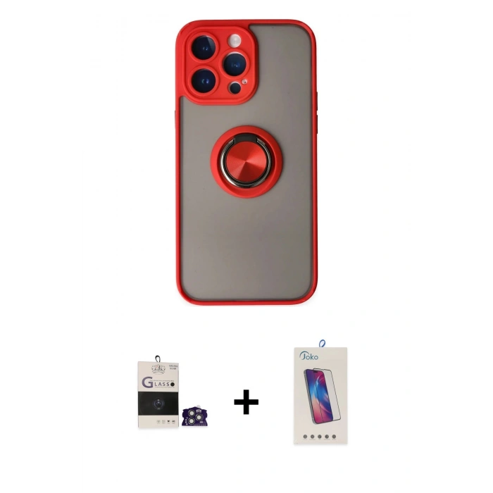 MARSİLYAN™- iPhone 14 Pro Max Kılıf Yörünge Çizgi - Siyah Joko 5D Cam + Bilvis Titan Kamera Lens - GS
