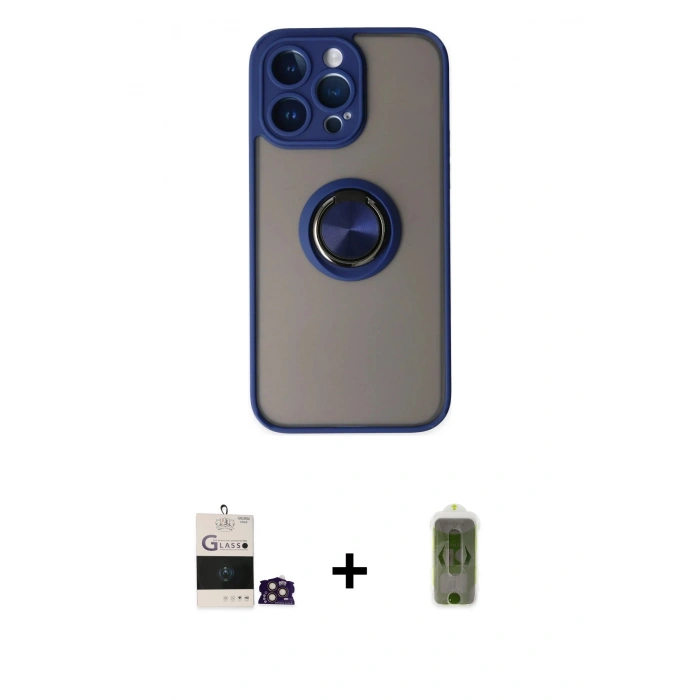 MARSİLYAN™- iPhone 14 Pro Max Kılıf Yörünge Çizgi - Siyah Joko Magic 5D Hayalet Cam + Bilvis Titan Kamera Lens - GD