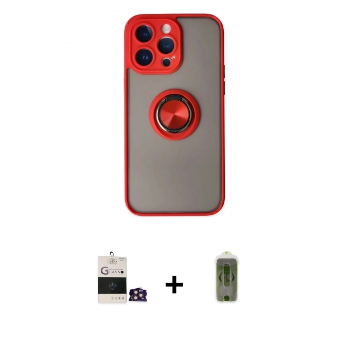 MARSİLYAN™- iPhone 14 Pro Max Kılıf Yörünge Çizgi - Siyah Joko Magic 5D Hayalet Cam + Bilvis Titan Kamera Lens - GD