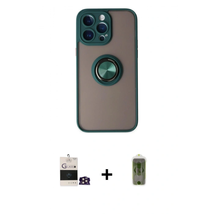 MARSİLYAN™- iPhone 14 Pro Max Kılıf Yörünge Çizgi - Siyah Joko Magic 5D Hayalet Cam + Bilvis Titan Kamera Lens - GD