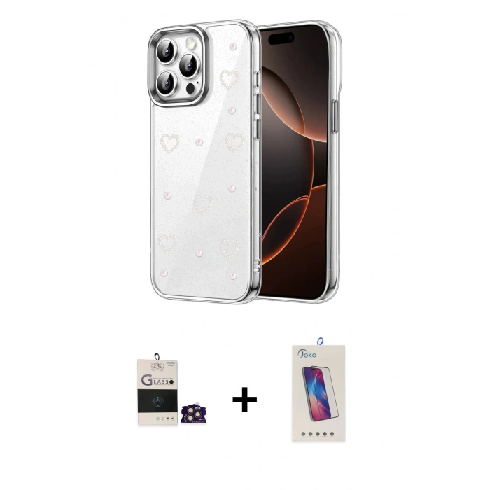 MARSİLYAN™- iPhone 14 Pro Max Kılıf Yörünge Form - Siyah Joko 5D Cam + Bilvis Titan Kamera Lens - GD